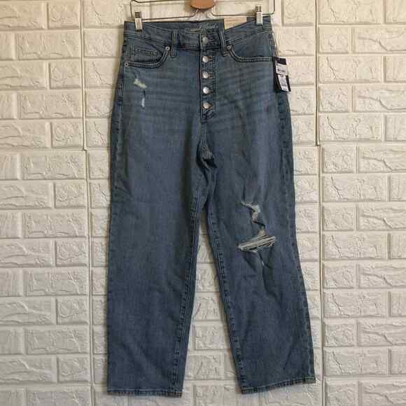 Universal thread‎ straight stretch high-rise button Blue Jeans Women’s Size 6 - Picture 2 of 7